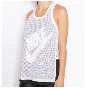 Nike White Mesh “Just Do It” Tank Jersey Lightweight Racerback Athletic Small